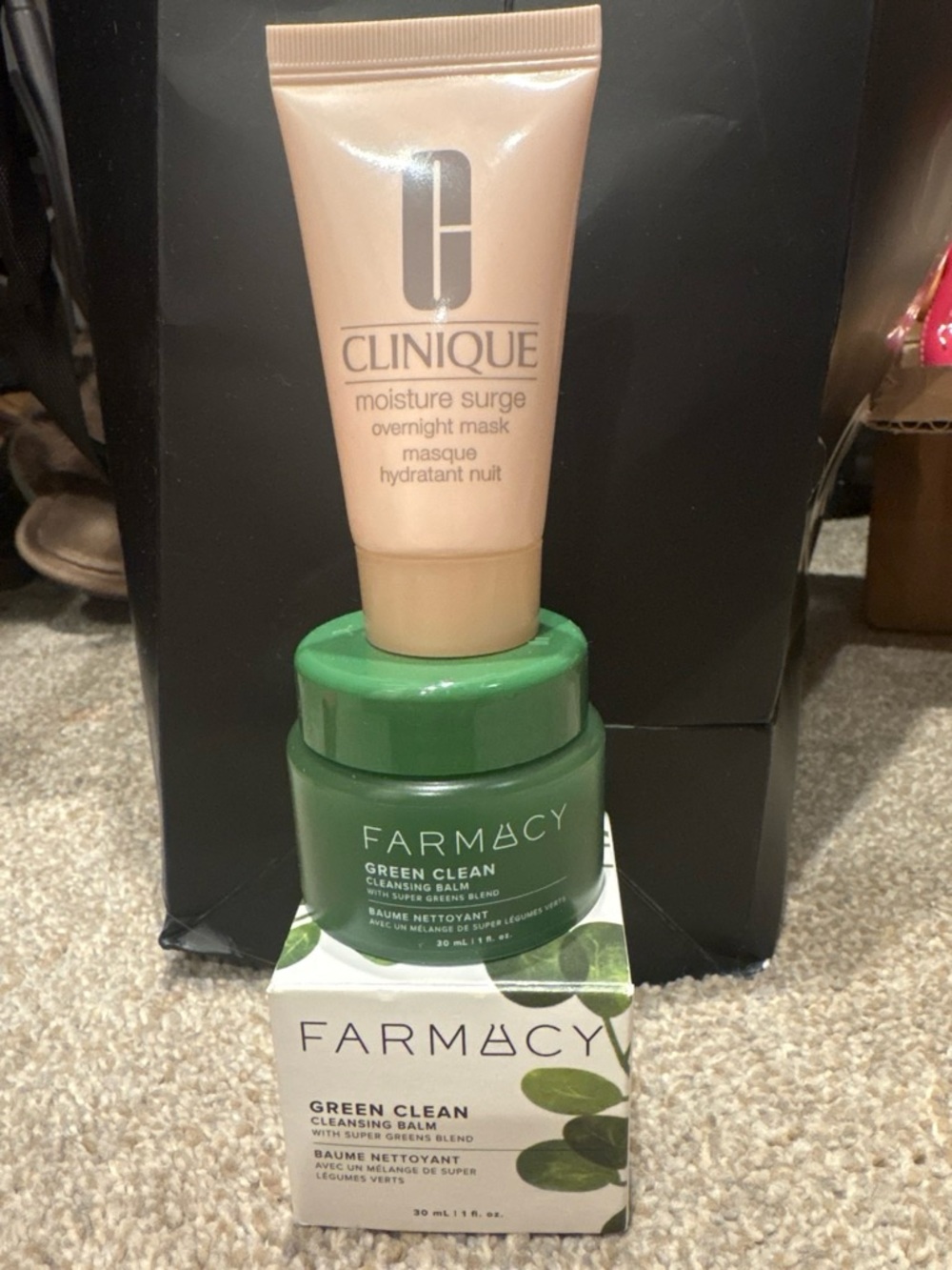 Farmacy Green Clean Cleansing Balm & Clinique Moisture Surge - Green & Beige